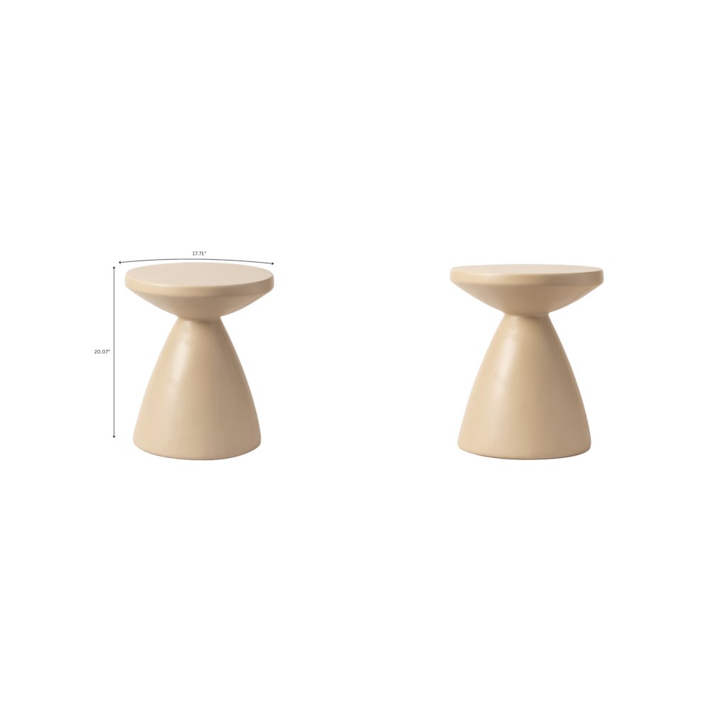 Dune Collection Fiberglass Outdoor Side Table in Beige
