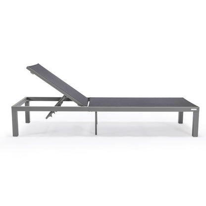 Marlin Patio Chaise Lounge Chair With Grey Aluminum Frame, Set of 2 in Black