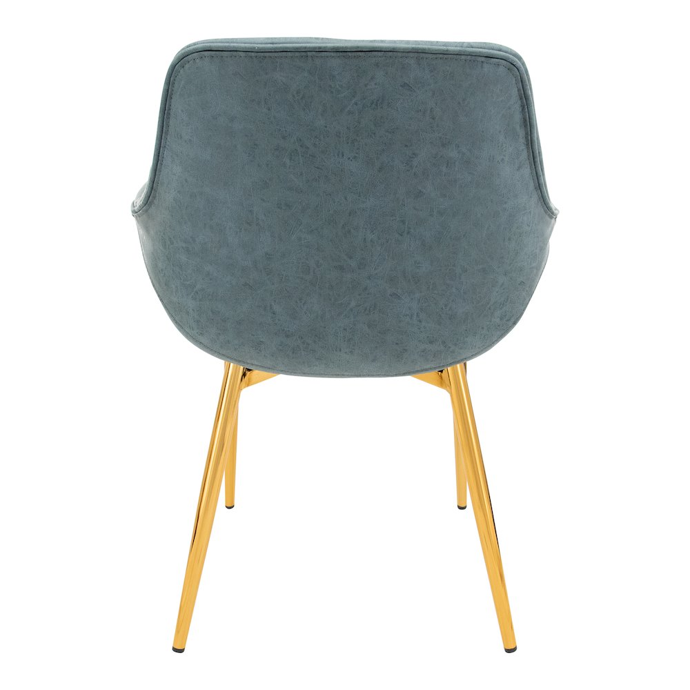 Markley Modern Leather Dining Arm Chair With Gold Metal Legs Set of 4