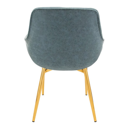 Markley Modern Leather Dining Arm Chair With Gold Metal Legs Set of 4