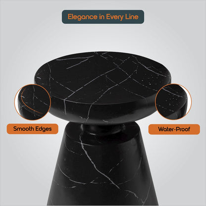 Isle Collection Fiberglass Outdoor Side Table in Marbled Black