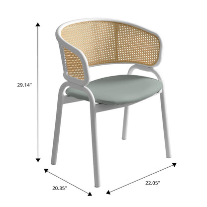Ervilla - Dining Chair - White frame in Grey Leather