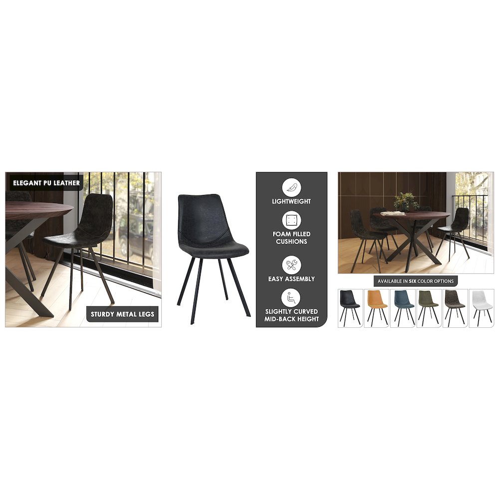 Markley Modern Leather Dining Chair With Metal Legs