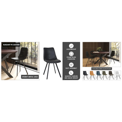 Markley Modern Leather Dining Chair With Metal Legs