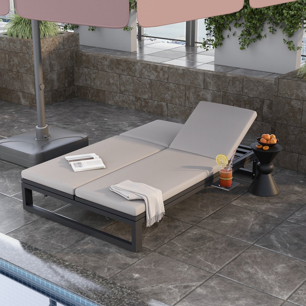 Chelsea Convertible Lounge Reclining Double Chaise With Cushions