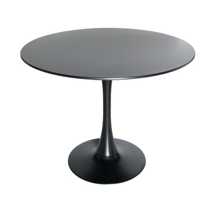 5-Piece Dining Set 35" Round Dining Table in Chrome - Transparent Red