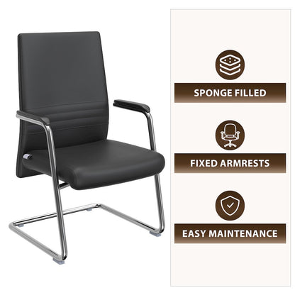 Aleen Series Guest Office Chair In Black Leather