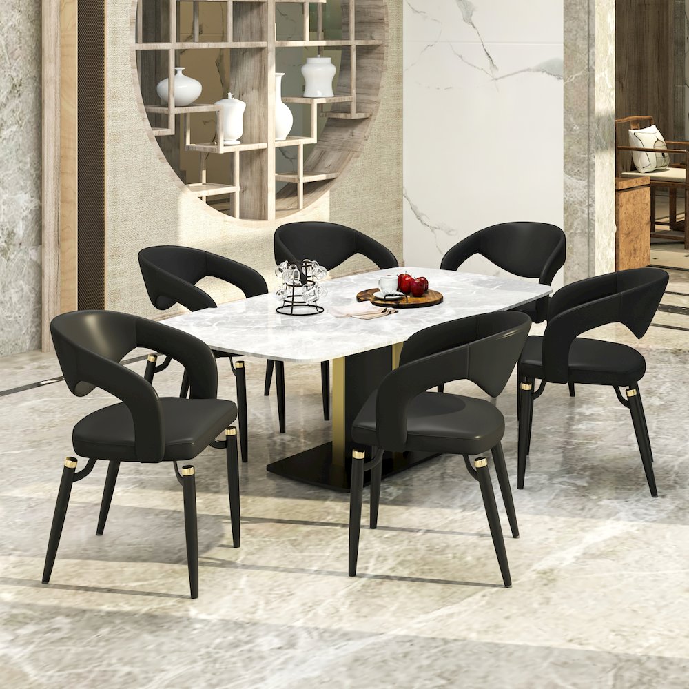 Entice Collection Modern Dining Chair Set of 2 in Charcoal Black