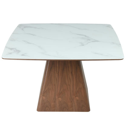 5-Piece Dining Set with Square Dining Table in Dark Walnut/Light Taupe