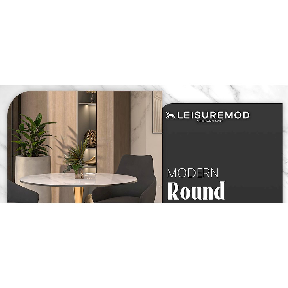 Bristol 35" round dining table Gold base with White Sintered stone Top