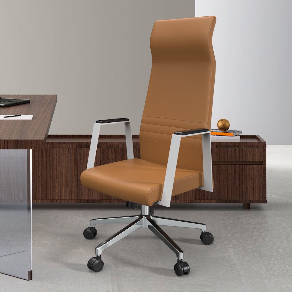 Aleen High-Back Office Chair in Acorn Brown