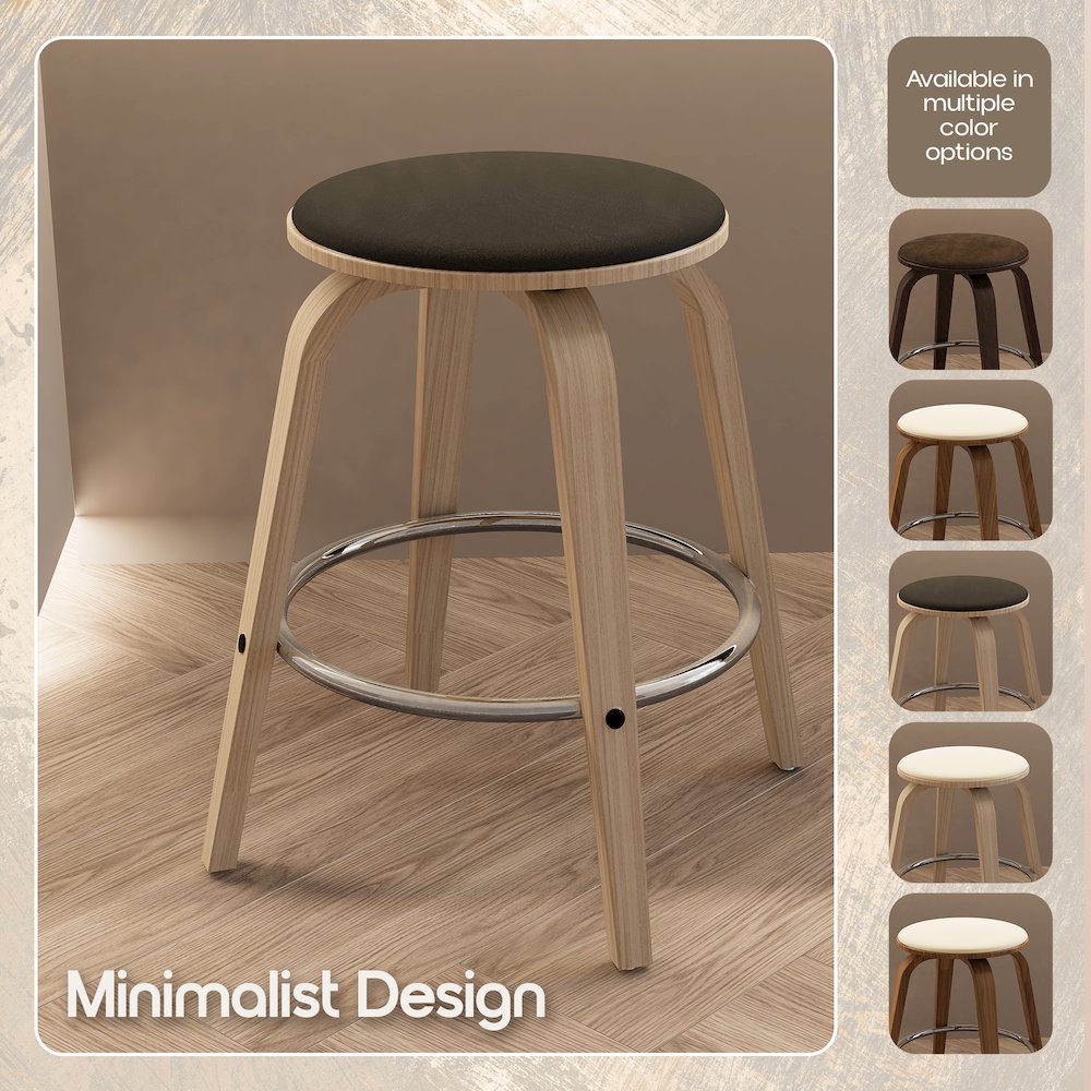 Wooden Counter Stool Pelya Collection Modern Style Washed Walnut color in Black