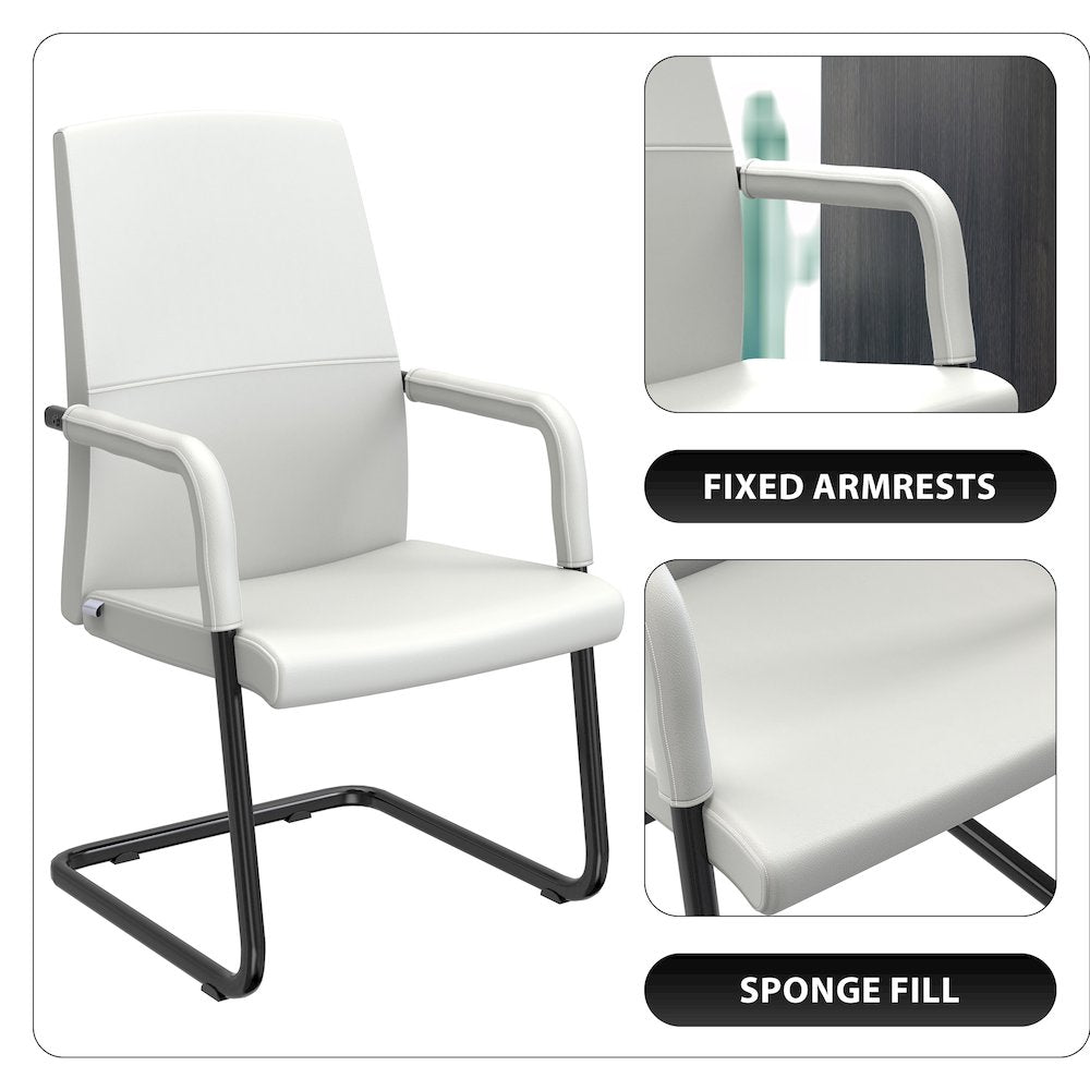 Evander Office Guest Chair in White Leather