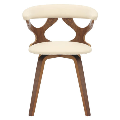 Modern Wooden Dining Chair, Walnut Frame in Taupe Klyne Collection By LeisrueMod