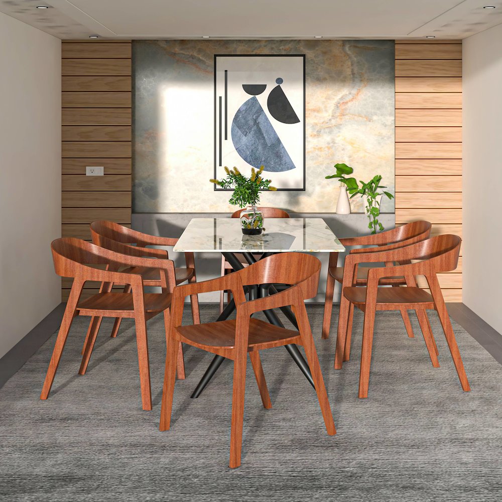 Rivo Collection Elegant Dining Chair in Dark Natural Wood