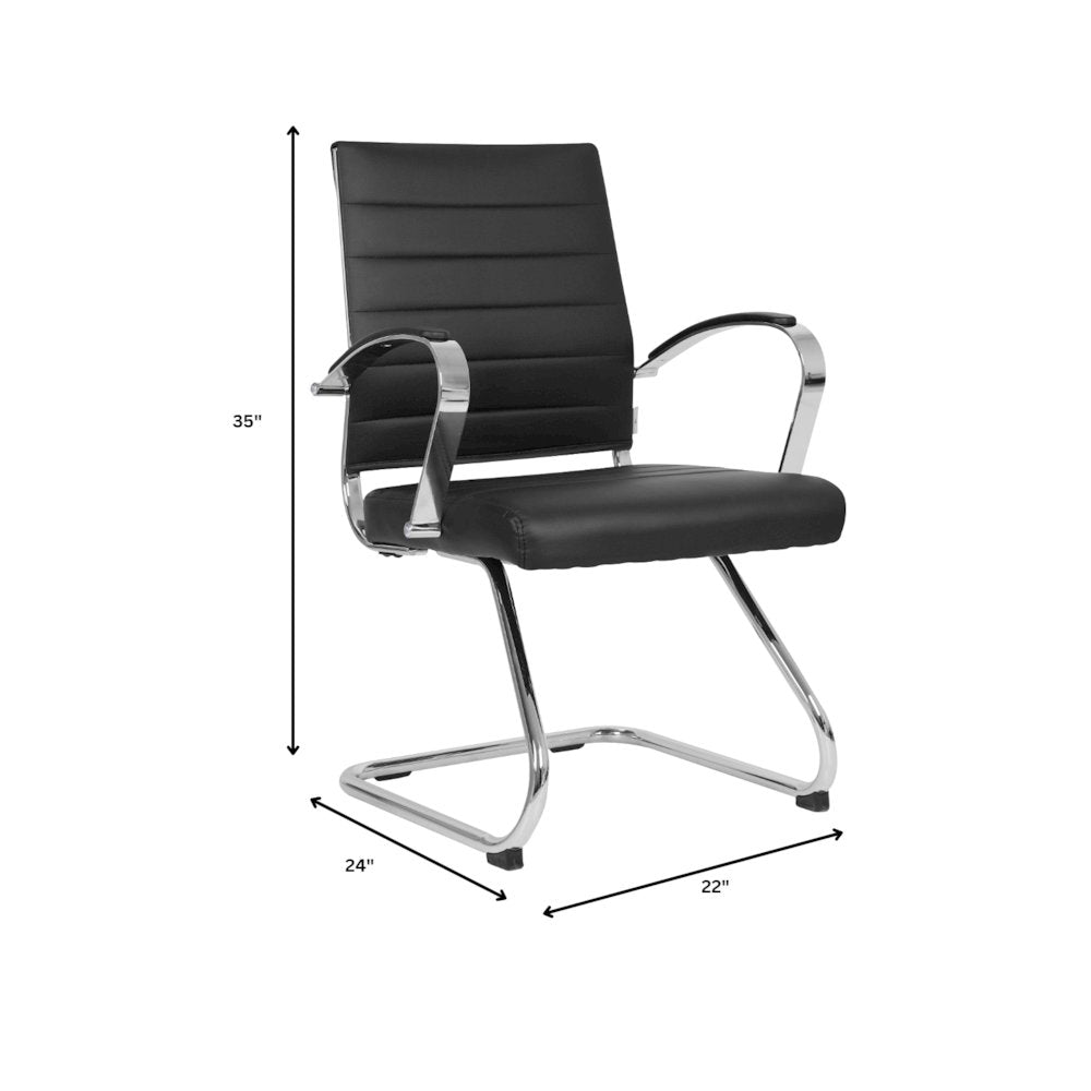 Benmar Home Leather Guest Office Chair in Black