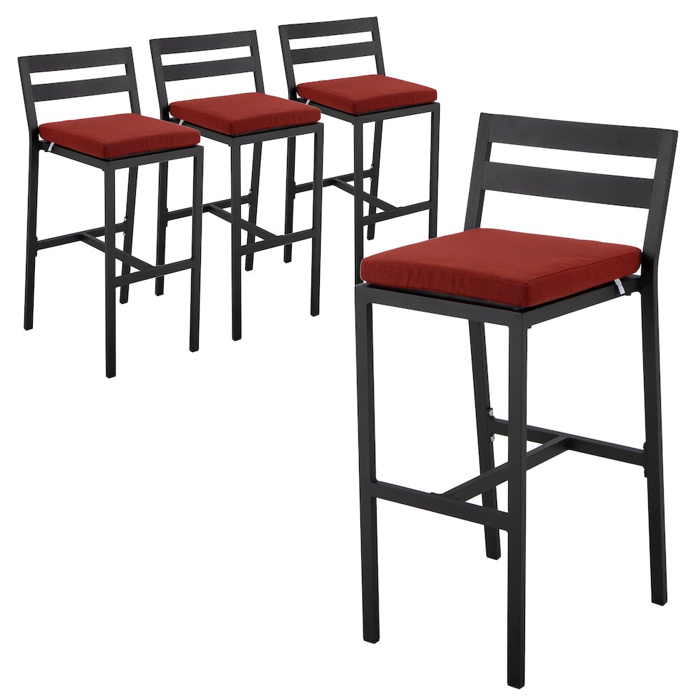 Chelsea Collection Modern Aluminum Outdoor Bar Chair Set of 4
