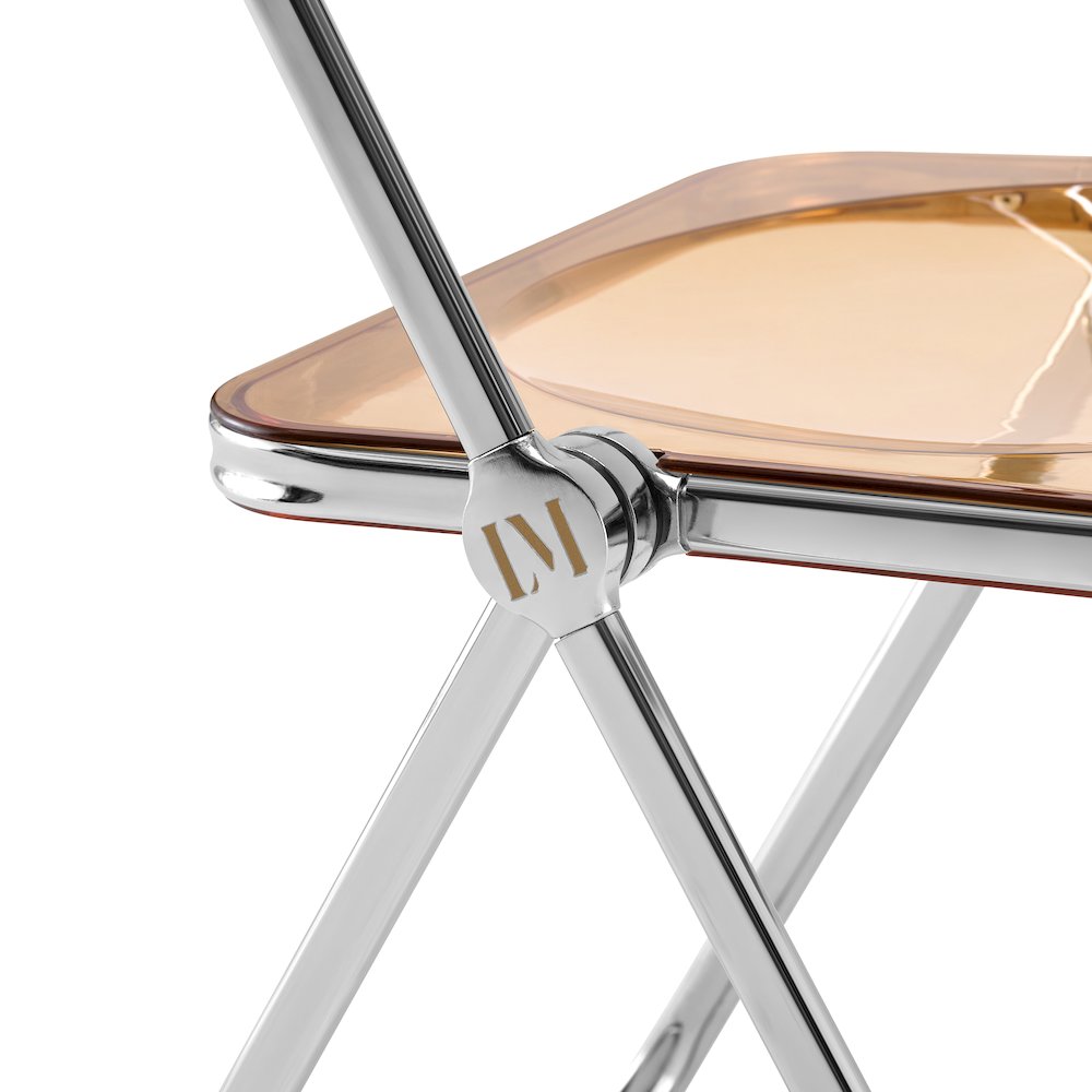 Lawrence Acrylic Folding Chair With Metal Frame, Set of 2