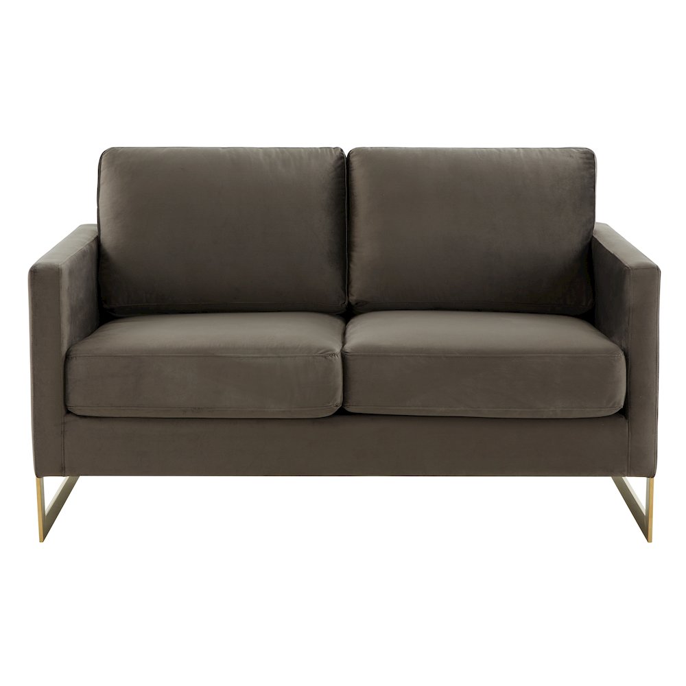 Lincoln Modern Mid-Century Upholstered Velvet Loveseat with Gold Frame