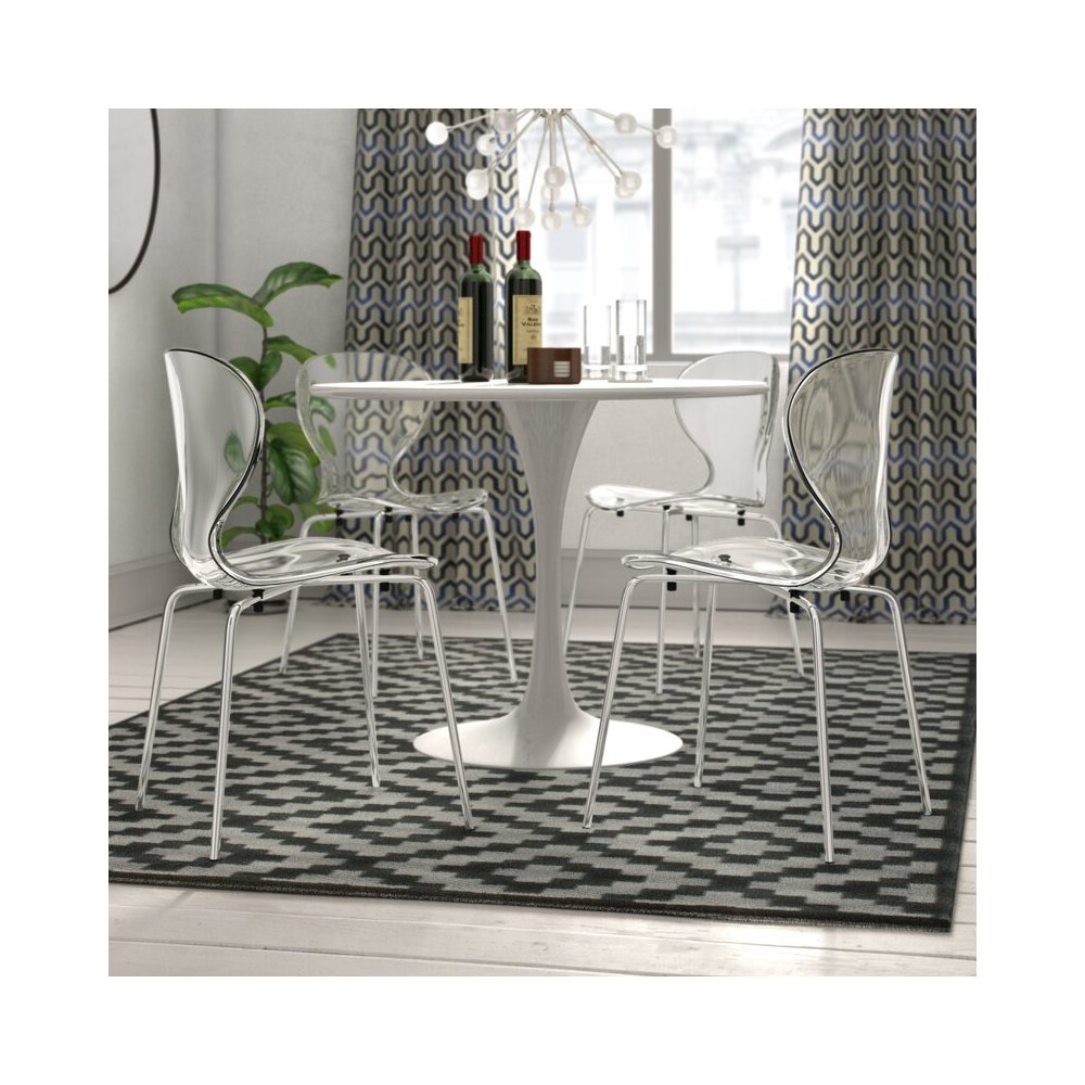 Modern Oyster Transparent Side Chair, Set of 4