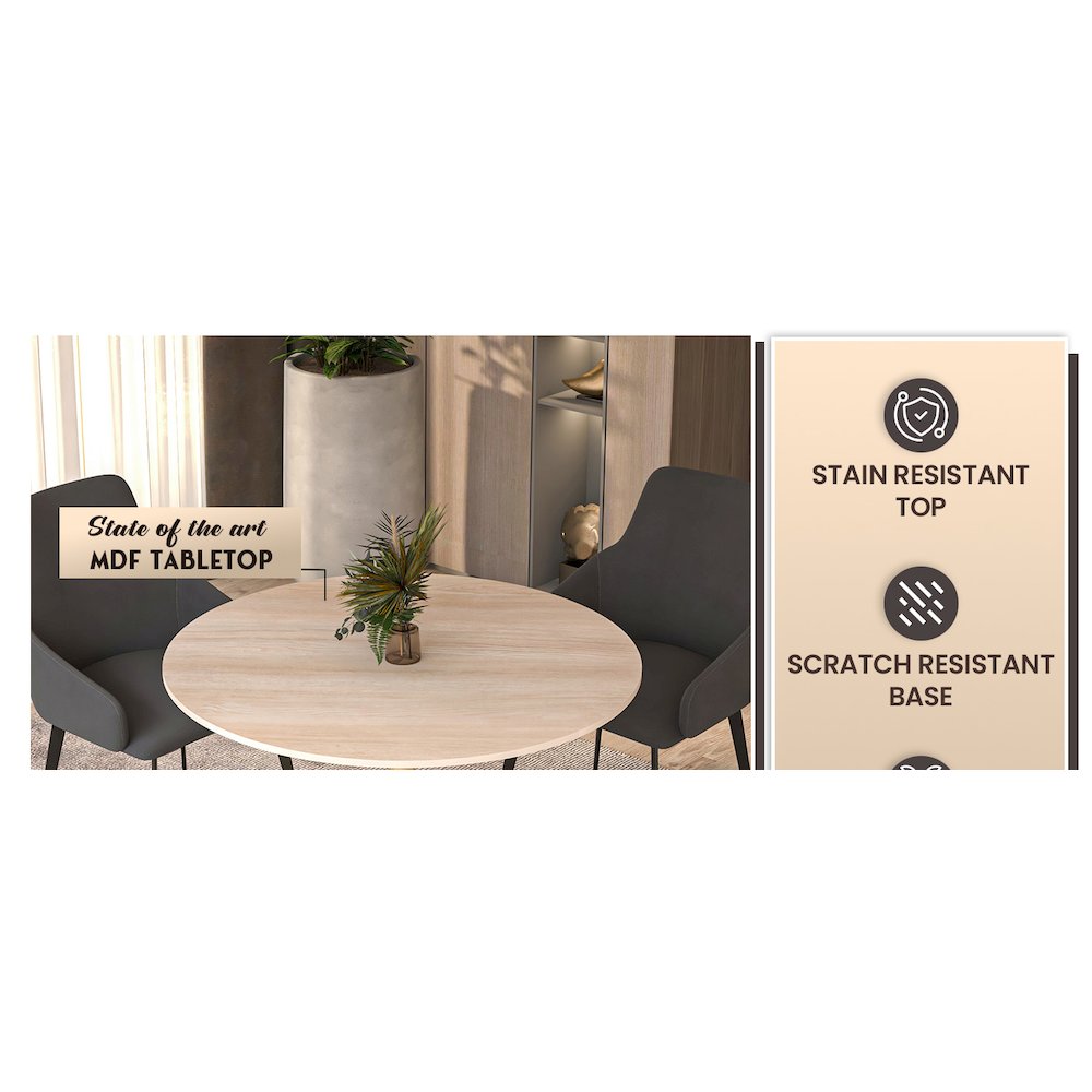Bristol 31" round dining table Gold base with marbled MDF top