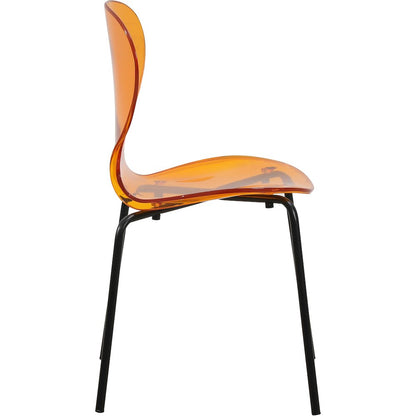Modern Oyster Transparent Side Chair in Black Base