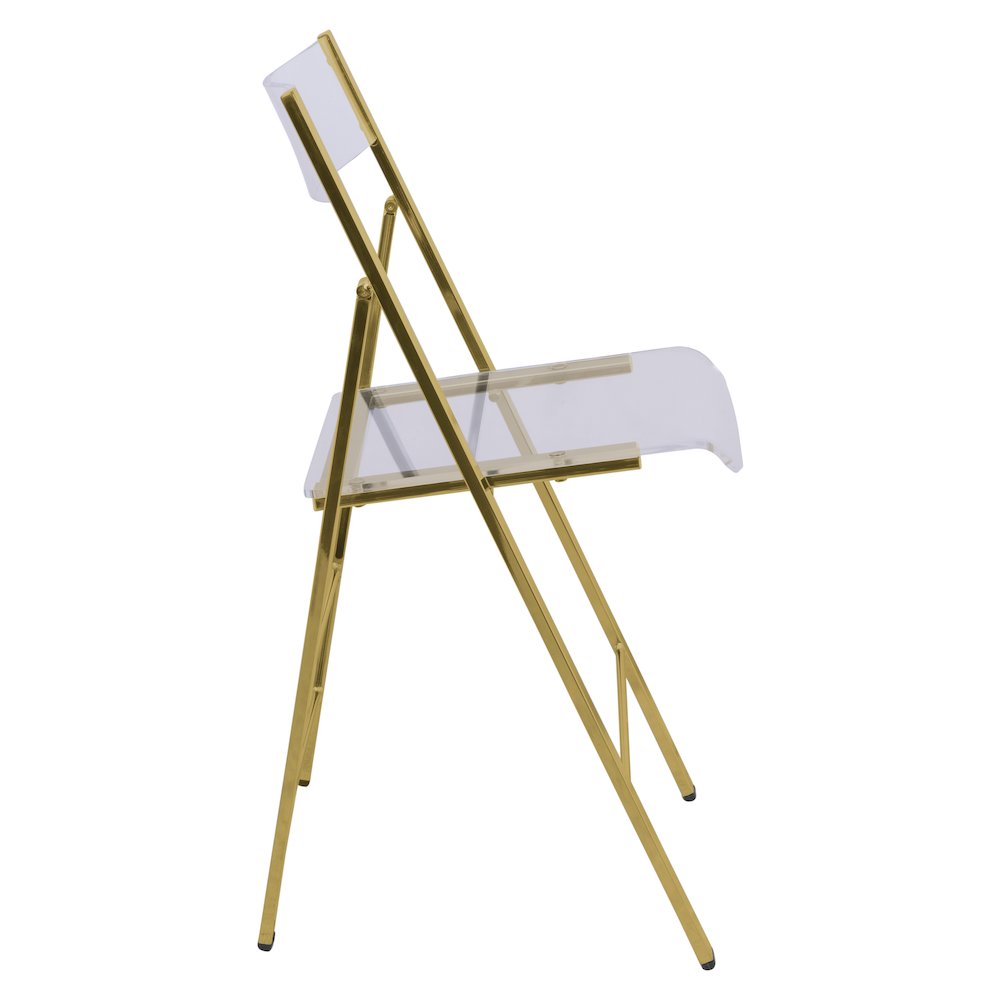 Menno Modern Acrylic Gold Base Folding Chair, Set of 2