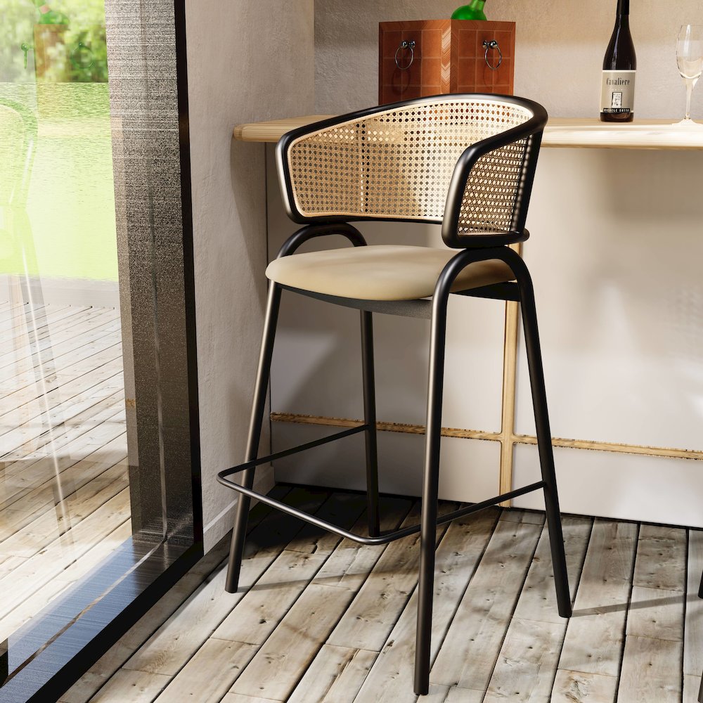 Ervilla Wicker Bar Stool Set of 2