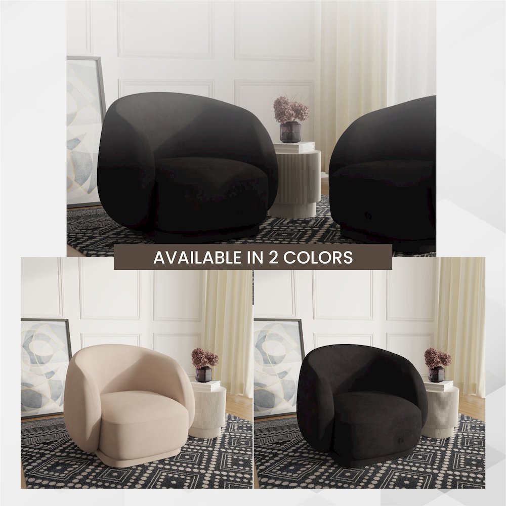Faze Collection Modern Single Seater Sofa in Black Velvet
