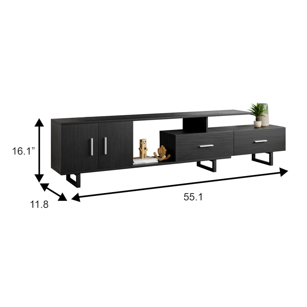 Avery Mid-Century Modern TV Stand with MDF Cabinet and Powder Coated Steel Legs