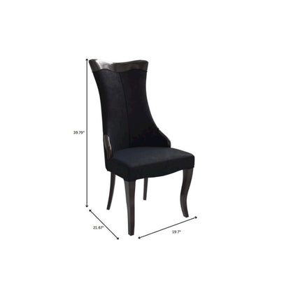 Novara Collection Modern Wooden Dining Chair in Black Velvet Set of 2