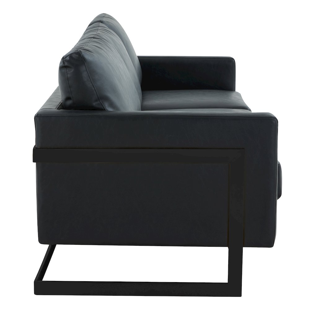 Lincoln Black Leather Sofa With Black Frame