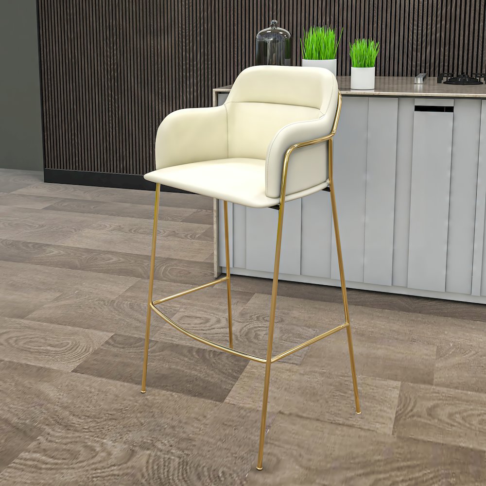 Axis Collection Modern Gold Bar height Chair in Biege