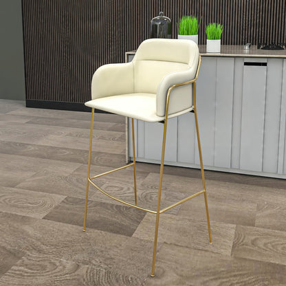 Axis Collection Modern Gold Bar height Chair in Biege