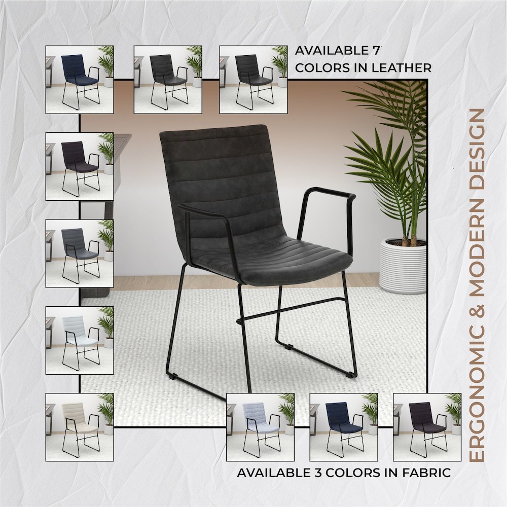 Zylar Series Office Guest Arm Chair in Charcoal Leather
