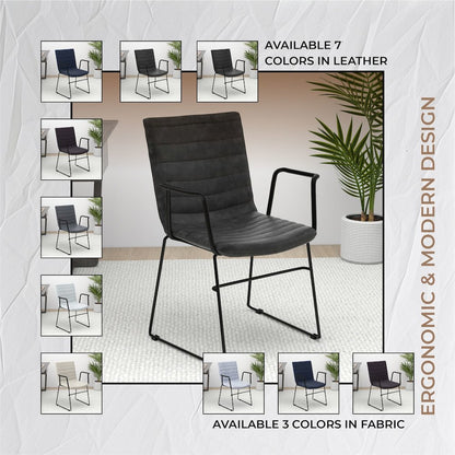 Zylar Series Office Guest Arm Chair in Charcoal Leather