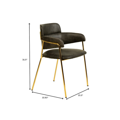 Axis Collection Modern Gold Dining Chair in Charcoal