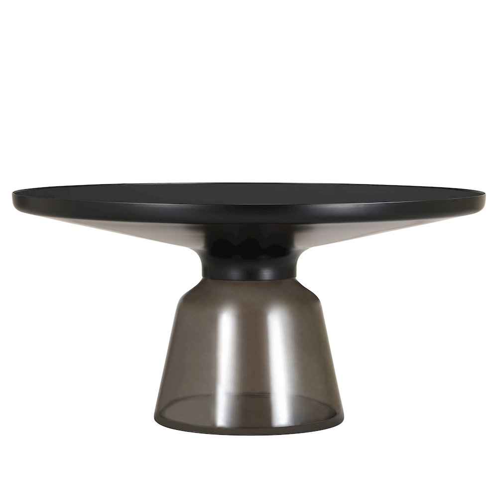 Tully Collection Glass Coffee Table Grey glass, Black Rim with Black GLass Top