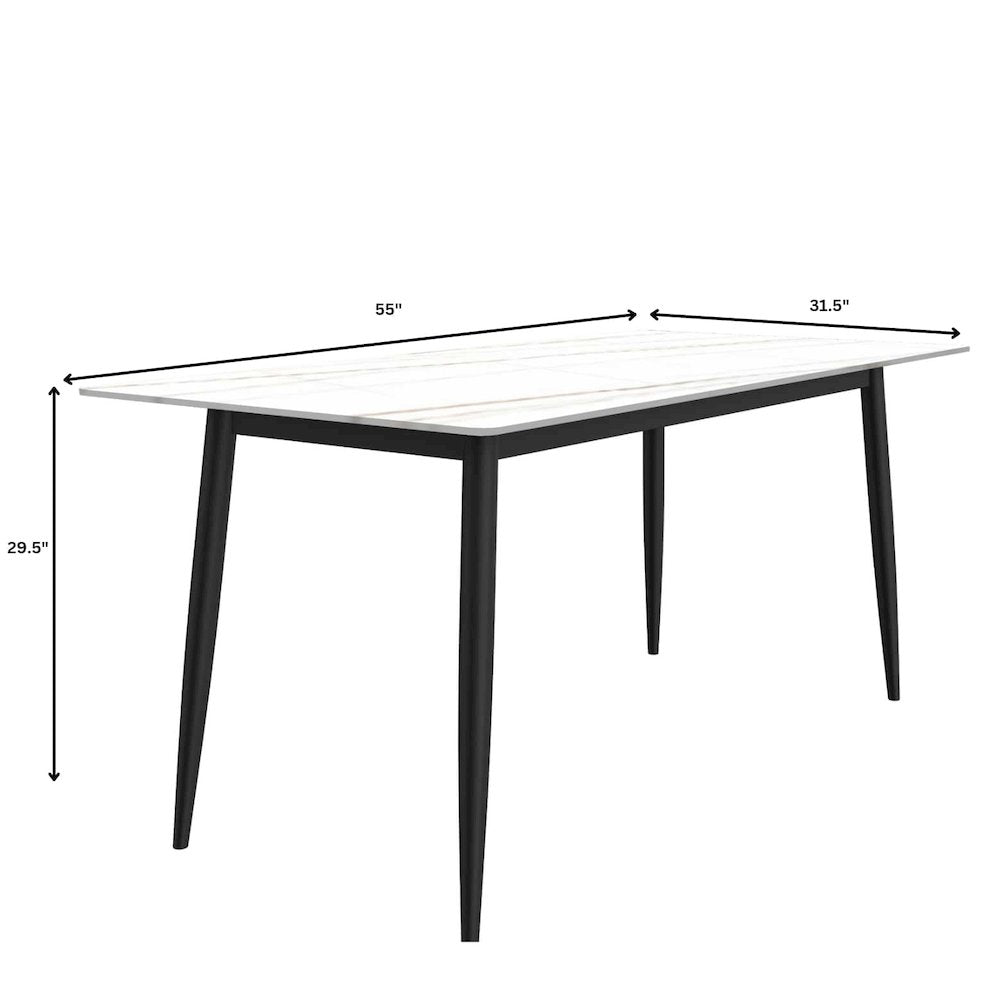 Zayle 7-Piece Dining Set with 55" Rectangular Dining Table in Red