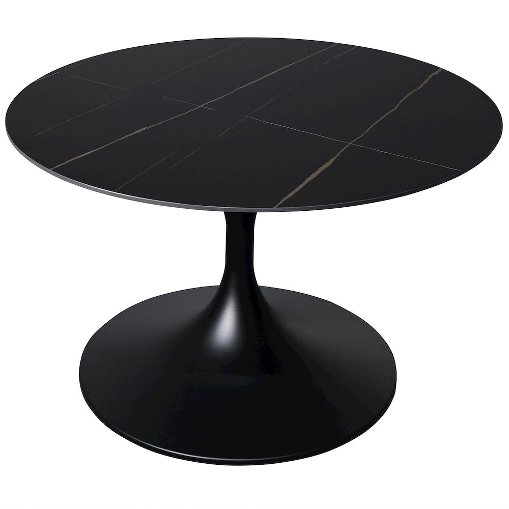 Verve Coffee Table Black base with 24" round sintered stone top