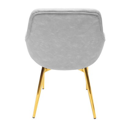 Markley Modern Leather Dining Arm Chair With Gold Metal Legs Set of 4