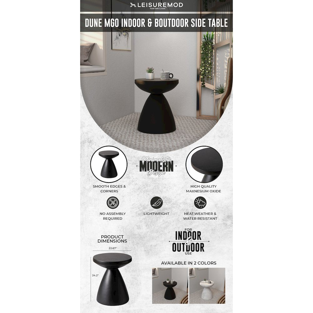 Dune Collection Fiberglass Outdoor Side Table in Black