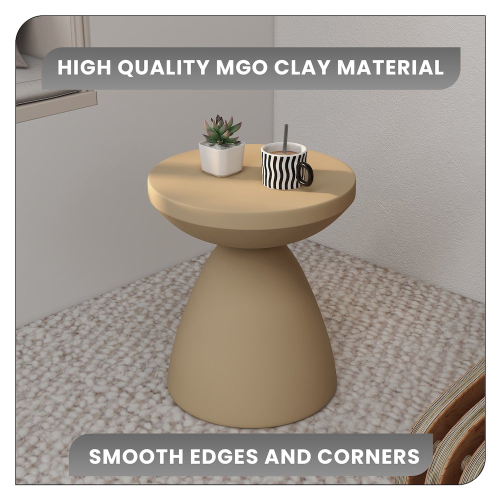 Dune Collection Fiberglass Outdoor Side Table in Beige