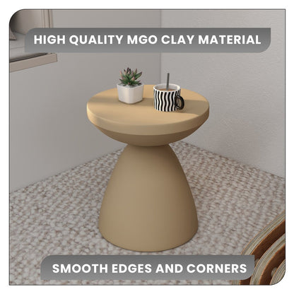 Dune Collection Fiberglass Outdoor Side Table in Beige