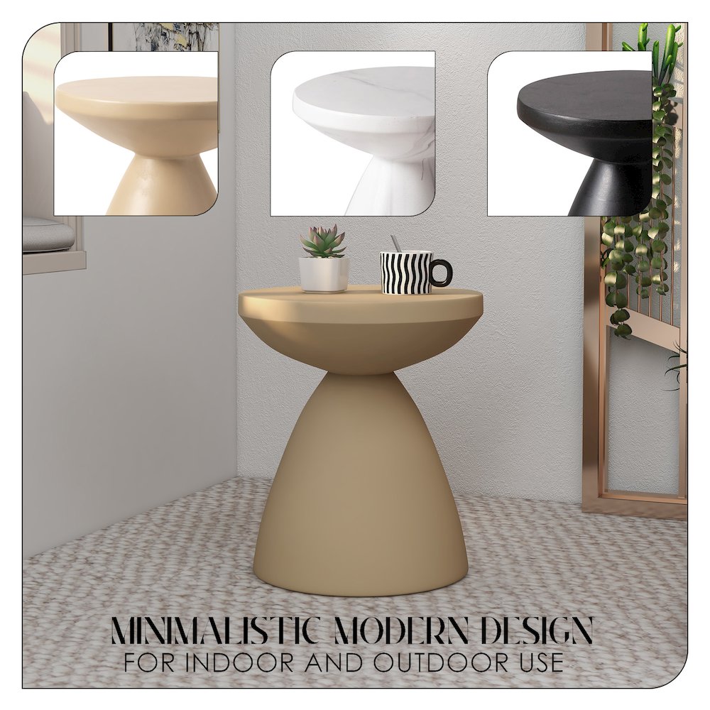 Dune Collection Fiberglass Outdoor Side Table in Beige