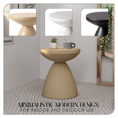 Dune Collection Fiberglass Outdoor Side Table in Beige