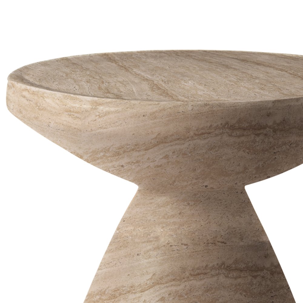 Dune Collection Fiberglass Outdoor Side Table in Travertine