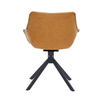 Markley Modern Leather Dining Swival Arm Chair in Light Brown