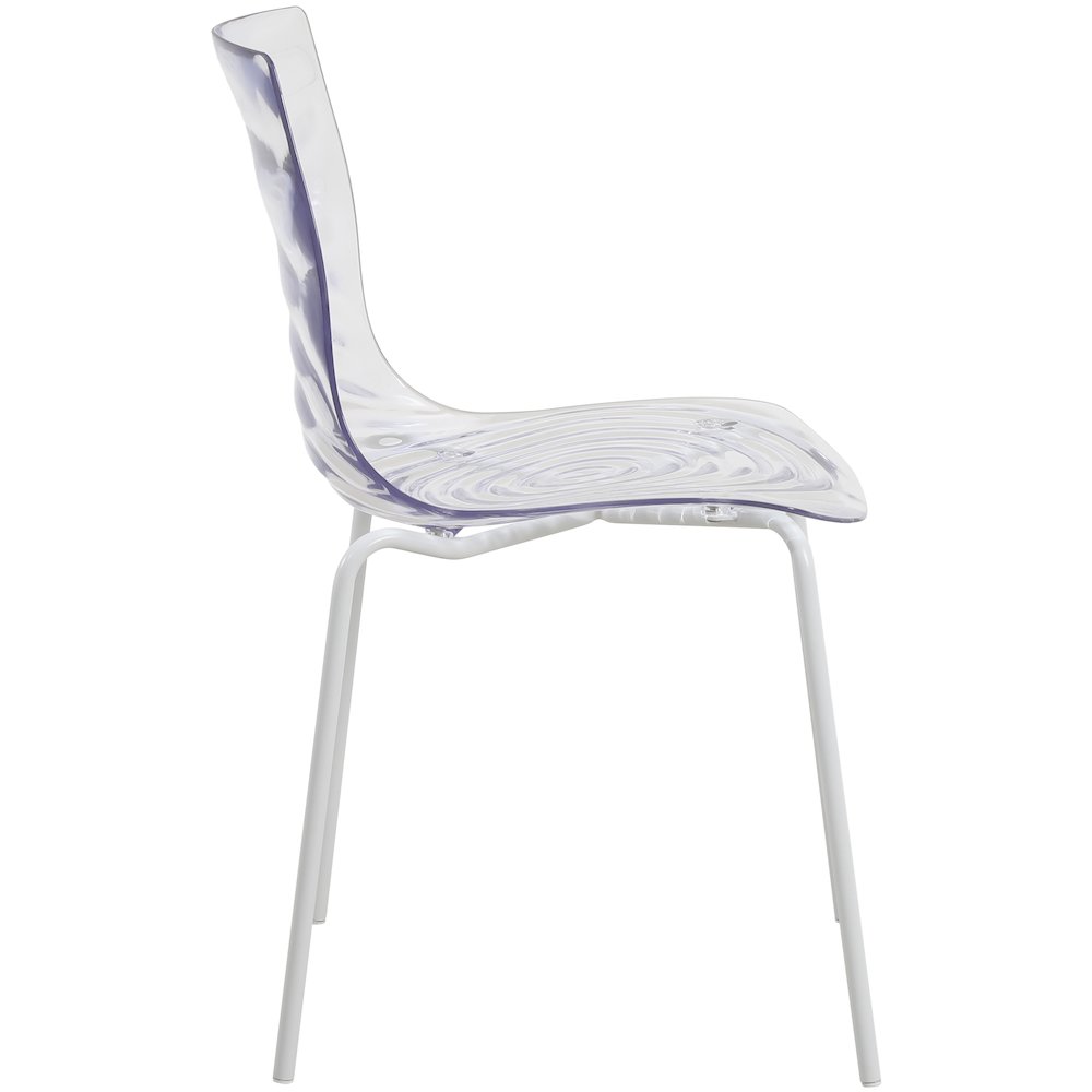 Astor Water Ripple Design Dining Chair in White Base Clear Seat Set of 2