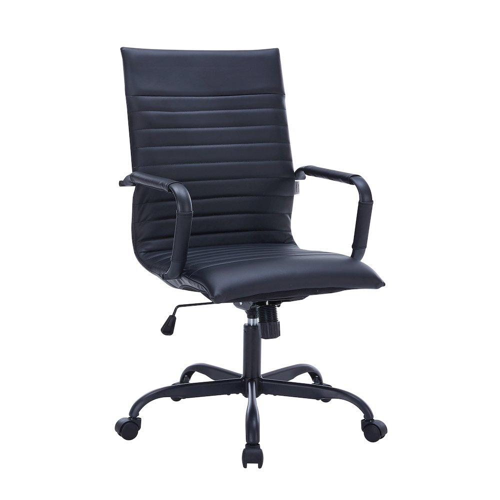 Harris Leather Home High-Back Office Chair in Black